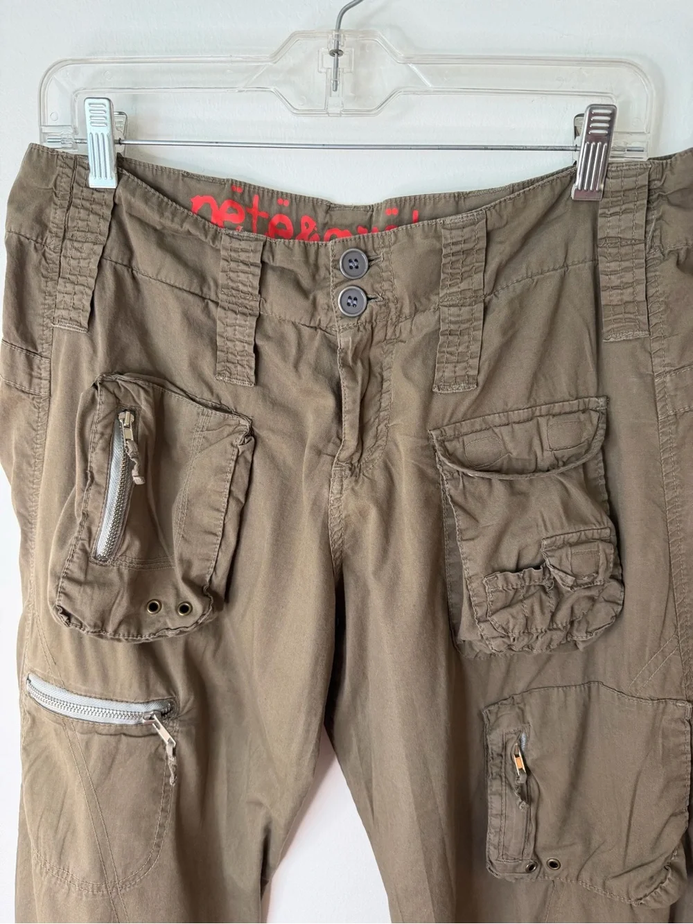 Pete & Greta utility Olive Cargo Pants Multiple Utility Pockets size 8 woman